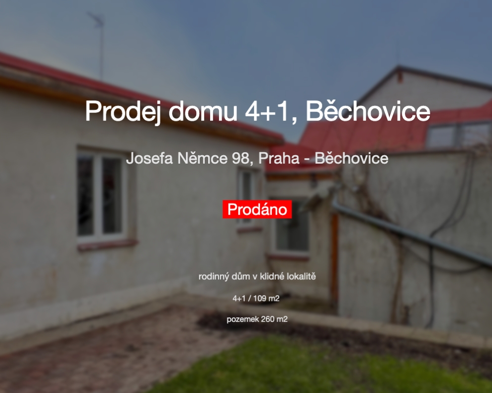 Prodej domu 4+1 Běchovice